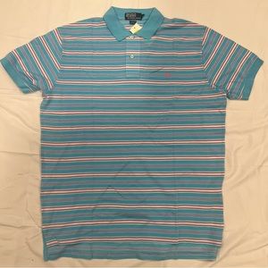Polo by Ralph Lauren striped knit blue polo. Brand new with tag never worn sz L